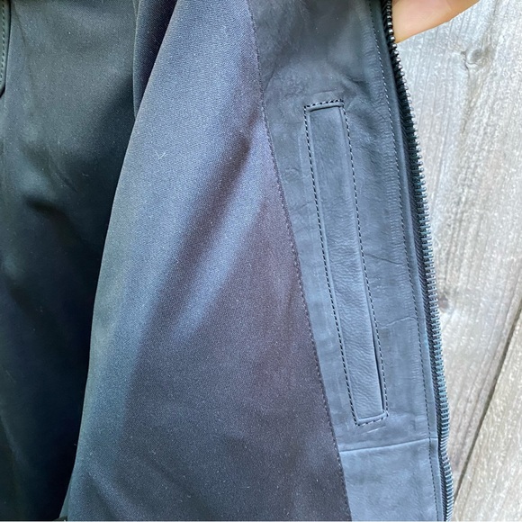 Thursday Mens Leather Racer Jacket Matte Black - Picture 15 of 15